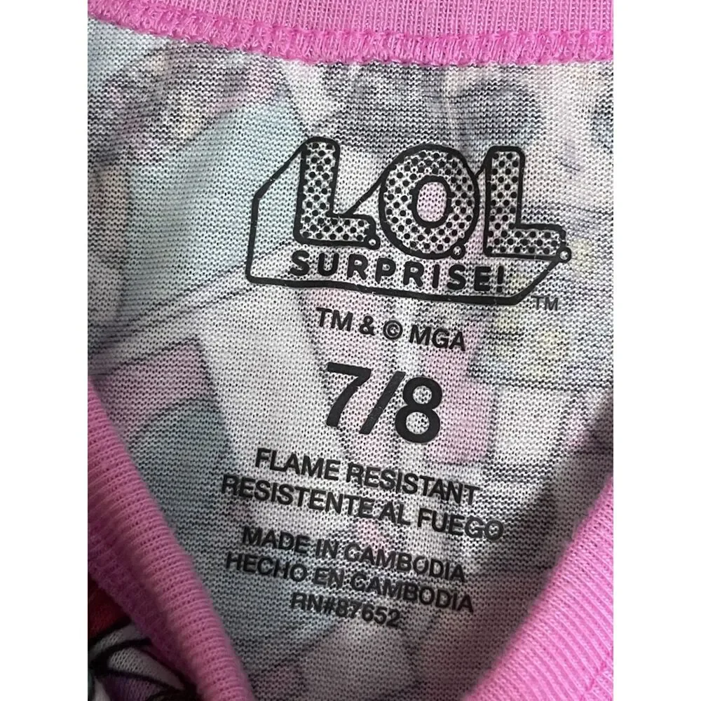 LOL Surprise pink character polaroid print graphic long sleeve PJ top 7/8